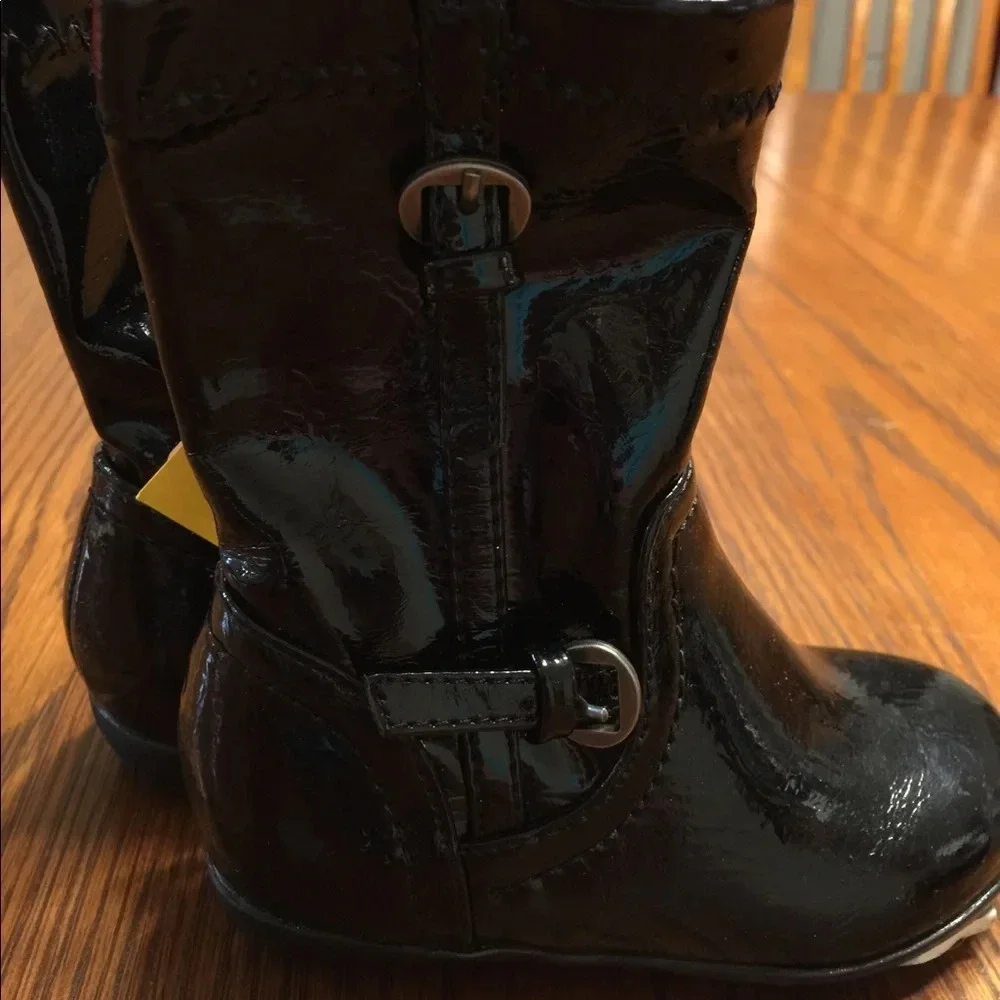 Nordstrom toddler shiny black boots Sz 5c
